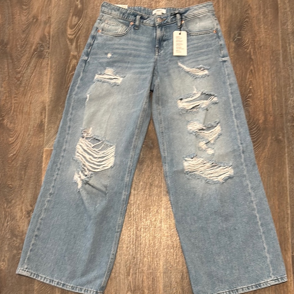 Forever 21 Blue Flare Wide Leg Jeans